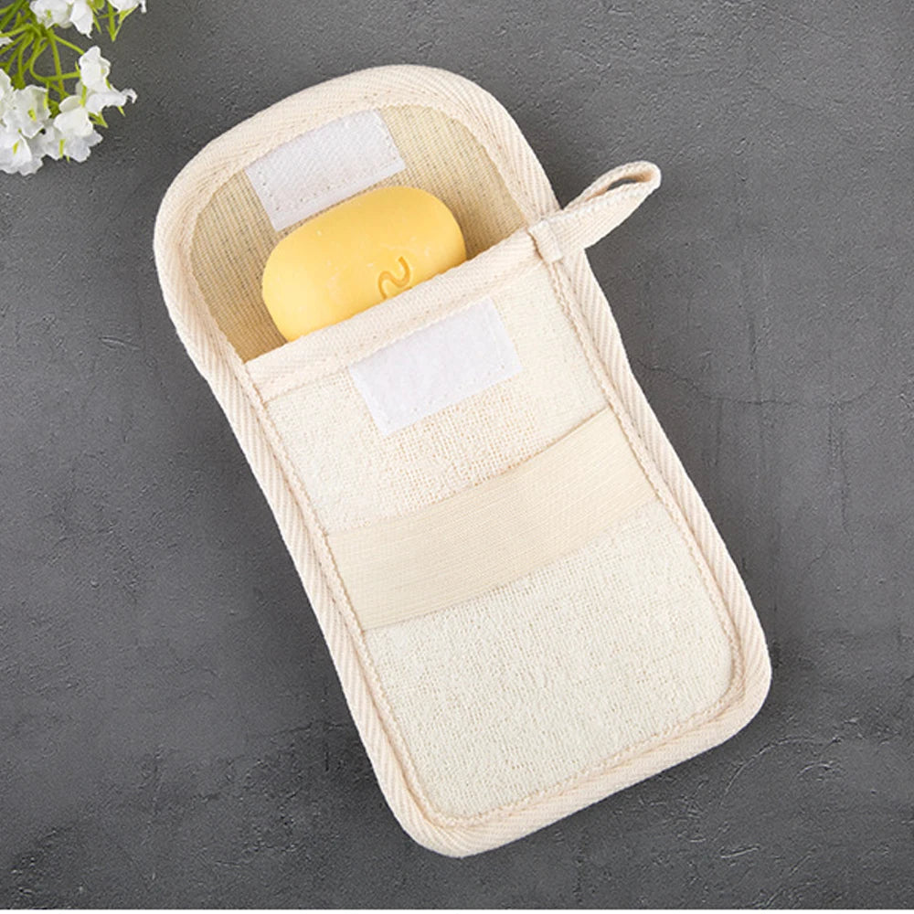Natural Hemp Cotton Fiber Soap Pouch Reusable Washable Exfoliating Soap Cover Sisal Saver Bag for Body Scraps Soaps Storage