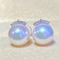 SGARIT Fine Gold Earring Jewelry 18k Yellow Gold Diamond Ear Stud 8-8.5mm Japan Akoya Sea Pearl Earrings Hot Sale Jewellery
