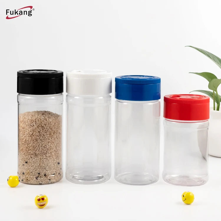 Empty PET Spice Bottle Straight Round Container Plastic Storage