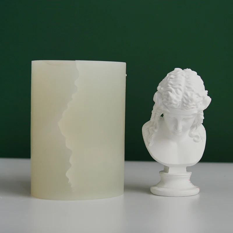 B-1087 Home Decoration Resin Statue Sculpture European Character Statue Pure White Art Supplies Candle Silicone Mold