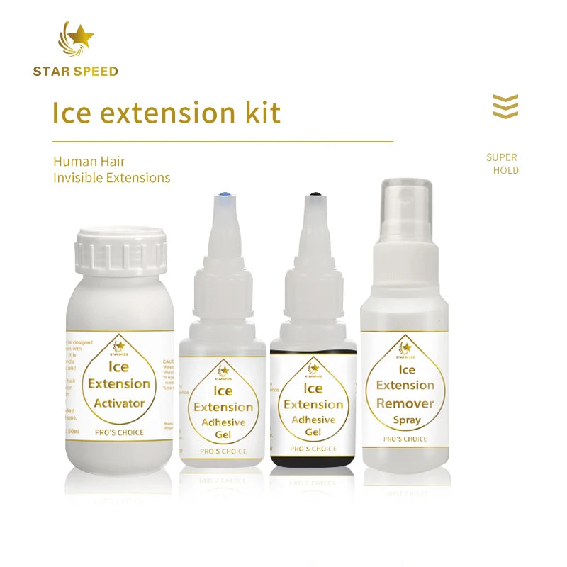 Ice Hair Extension Adhesive Black Glue clear Gel Activator Remover Spray Ice Hair Extension Gel Kit MegaBDM