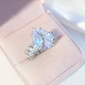 FOXI 925 Sterling Silver Sparkling 12*16mm Pear Ice Out 5A Zircon Rings for Women Party High Carbon Diamond Fine Jewelry