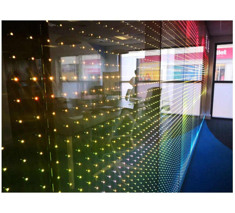 LED Tempered Glass Display Solid Solar Greenhouse Industrial Building Bulletproof Curtain Wall Lighting for Hotel Decoration
