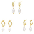 Daidan Freshwater Pearl Earrings 925 Sterling Silver Trending Textured Double Circle Drop Dangle Fresh Water Pearl Earrings