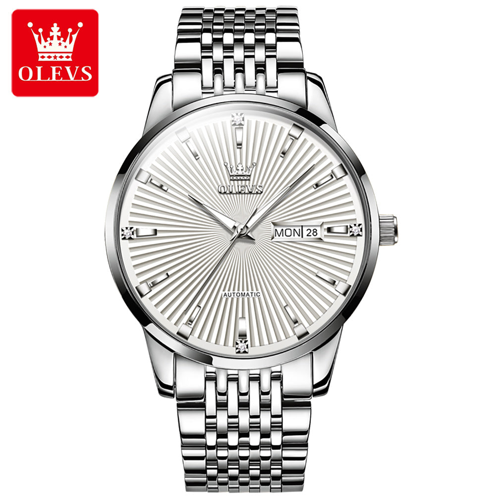OLEVS 6653 Custom Design Fashion Mechanical Mens Watches Top Luxury Brand Silver Gold Male Automatic Mechanical Sport Watch