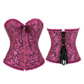 Jacquard Floral Overbust Corset Front Zipper Elegant Waist Bustier Top Corselet Basques Korset