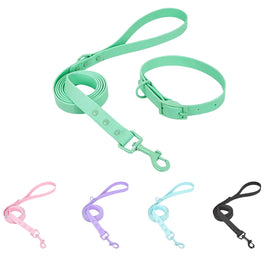 Custom PVC Dog Collar Leash Set Waterproof Adjustable Soft Pet Collar Lead for Dog Walking Outdoor Travel
