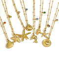 Ocean Beach Jewelry Waterproof Non Tarnish Stainless Steel Scallop Shell Dolphin 14k Gold Fashion Women Starfish Necklace