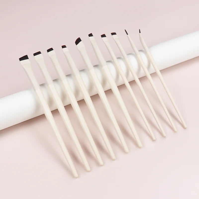 Custom 10pcs Sickle Eyeliner Brush Eye Liner Brows Makeup Brush Eyeliner Brush Ultra Thin Fine Oblique Angle Flat Head Eyebrow