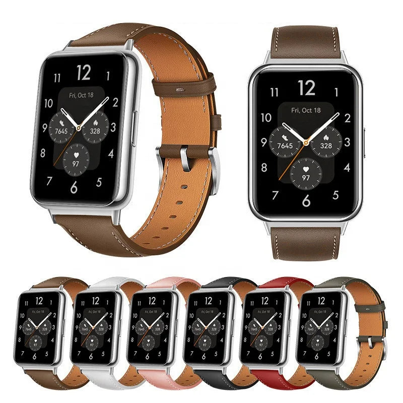 YHQ Genuine Leather Strap for Huawei Watch Fit 2 Band Smart Watch Replacement Belt Wristband