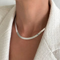 4mm Flat Snake Chain Necklace Herringbone Stackable 925 Sterling Silver Minimalist Jewelry for Women Dainty Layering Chain