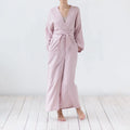 Luxury Hotel Unisex 100%linen Long Linen Bathrobe Kimono Nightgown Belted Soft Pure Flax Linen Robe