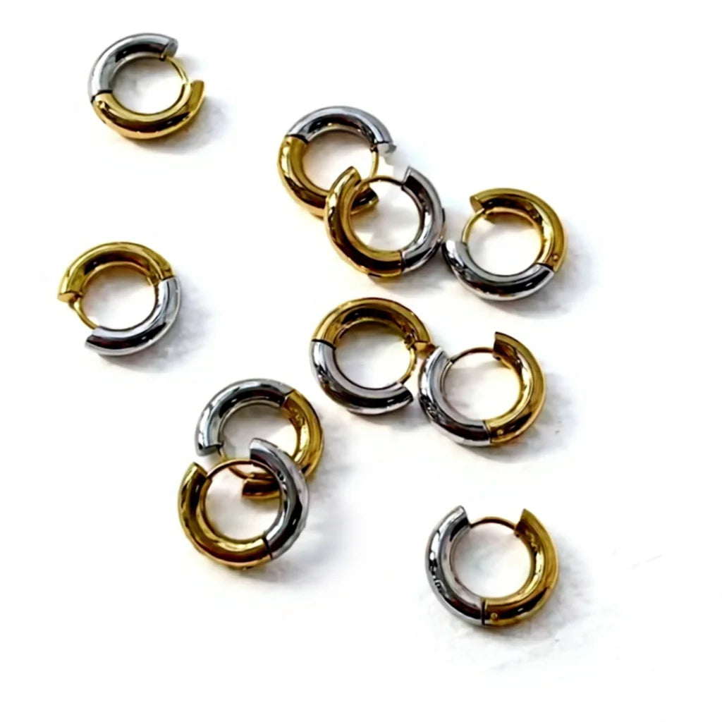 Gold Silver 18K Gold Plated Stud Earrings Women's Stainless Steel Statement Huggie Minimalist Jewelry Trendy Party Gift