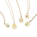 Elegant Stainless Steel Gold Chain Colorful Painting Enamel Oval Pendant Necklace for Women