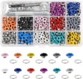 12 Colors 5mm Metal Eyelets Fasteners Kit Prong Snap Button Copper Brass Grommets for DIY Clothing Bags Leather Crafts Garments