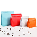Stock Flat Bottom Bag for Coffee Packaging 250g 500g 1kg Matte White Coffee Pouches