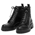 Black Lace up Combat Boots for Women Ankle Booties Flat Ladies Short Boot Female Shoes