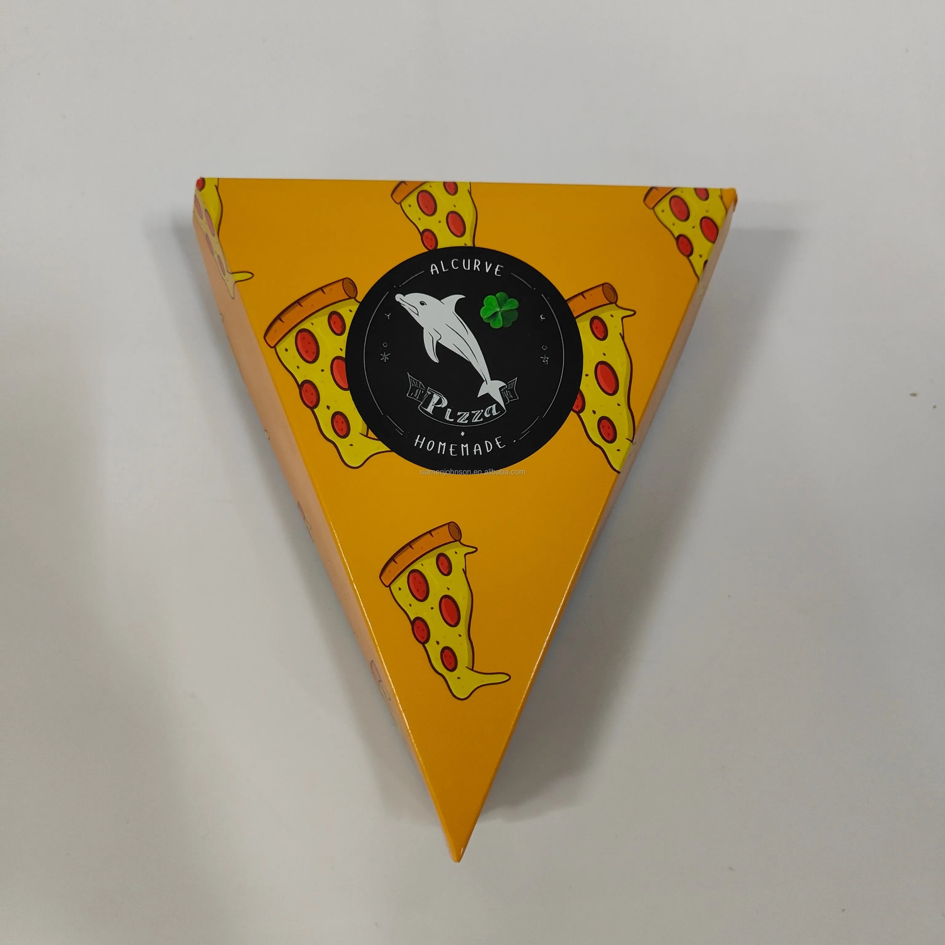 Wholesale Biodegradable Custom Size Food Grade Triangle Pizza Slice Box Handles Easy Take Away Free Custom Printed Packaging