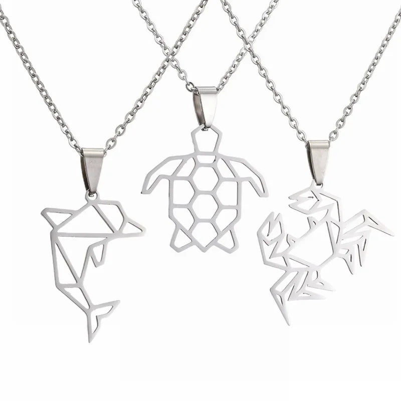 MIENTER Turtle Necklaces Stainless Steel Luxury Cut Animal Pendant Necklace for Women