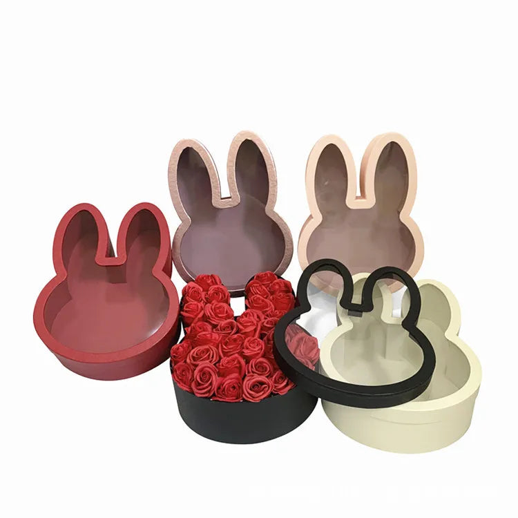 Paper Rabbit Window Flower Gift Box Birthday Gift Box Eternal Flower Soap Flower New Year Gift Box