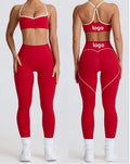Custom Logo Contrast Color Heart Active Wear Gym Fitness Sets Women Workout Pilates Yoga Clothes Sportswear Suit