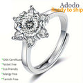 Wholesale Custom Fine Jewelry 1ct Full-Facet Cut Moissanite Snowflake Halo Adjustable Solid 925 Silver Wedding Band Rings