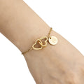 Personalize Initial Two Hearts Letter Charm Bracelet for Couple Bridesmaids and Birthday Christmas Anniversaries Gift