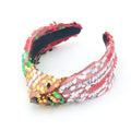 Dream Fashion Designer Christmas Crystal Luxury Pearl Padded Headbands for Women Top Knotted Pearl Sequin Hair Bands