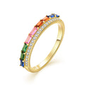 QX Custom OEM 5A Multicolour Cubic Zirconia Engagement 18k Gold Plated Fine Jewelry 925 Silver Wedding Luxury Ring Women