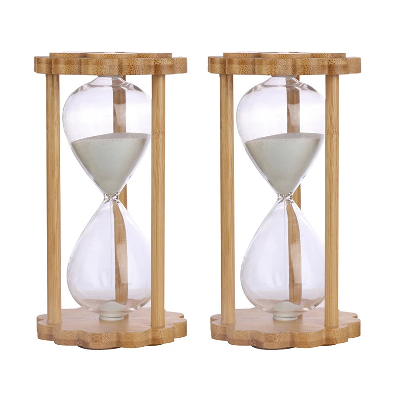 XINBAOHONG Traditional Design Style Natural Bamboo 15 Minutes Hourglass Big Flower Shape Sand Timer