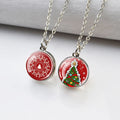 Santa Claus Snowman Christmas Tree Jewelry Glass Ball Crystal Pendant Cute Silver Jewelry Student Christmas Gift Necklace