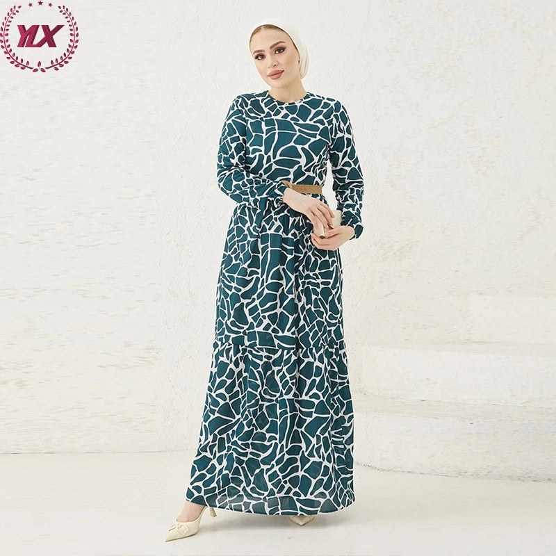 High Work Crepe Fabric Kebaya Islamic Evening Dress for Women Dubai Style Sleeve Embroidered Abaya Muslimah Spring Blossom