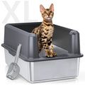 Shenghui Semi-Enclosed Cat Litter Box Stainless Steel ABS Lid Eco-Friendly 64L Easy Cleaning Odor-Free Absorption Large Capacity