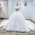 Luxury Ladies Ball Gown Plus Size Lace Embroidery Brides Court Marriage Wedding Dresses Wm38