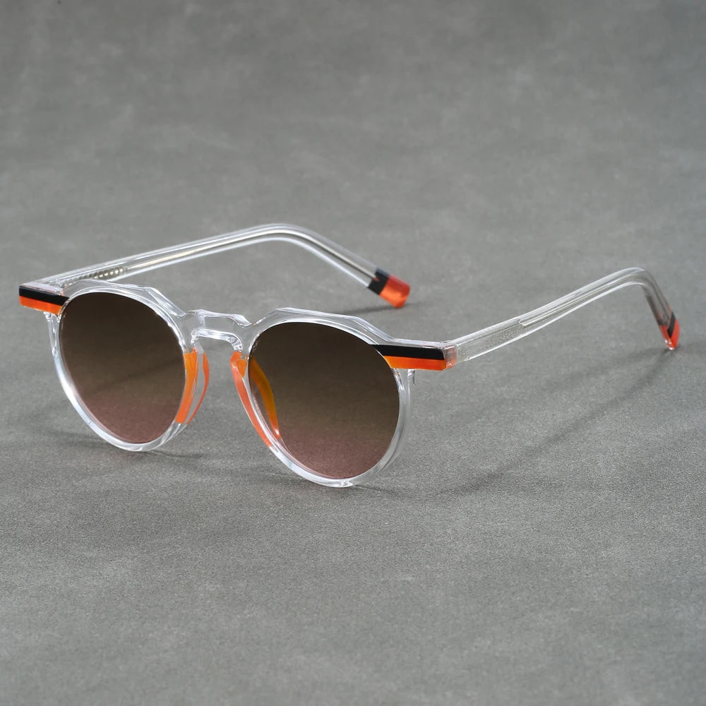 UV400 Protection Fashion Eyeglasses with Round TR90 Frame Blue/Grey/Tea Acetate Shades Eyewear with SunGlasses