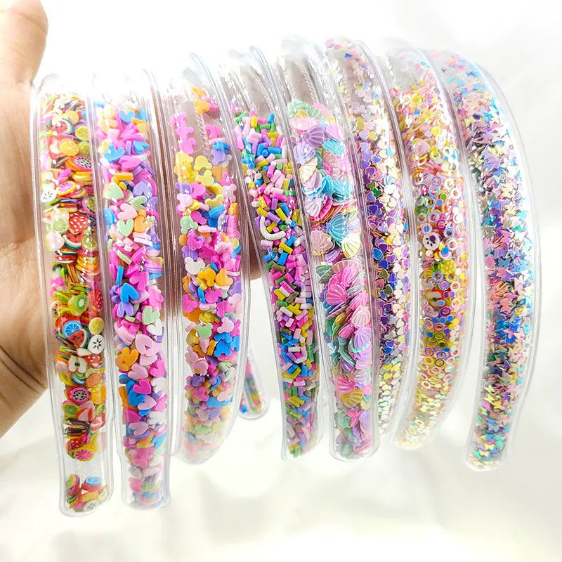 Cute Crystal Fruit PVC Sequins Plastic Hairband Quicksand Hair Hoop for Children
