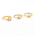High End 18K Plain Gold Water Drop Round Triangle Zirconia Fine Arrow Rings Stainless Steel Trendy Simple Gold Plated Jewelry