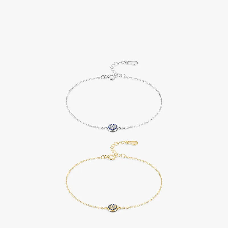Hot Sale Europe Fashion Pure 925 Sterling Silver INS CZ Zircon Turkish Evil Eye Shape Charm Bracelets for Women Girls