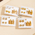 Stainless Steel Earrings Set Trendy Diamond Butterfly Heart Flower Gold Plated Studs for Parties Religious Fashionable Gift