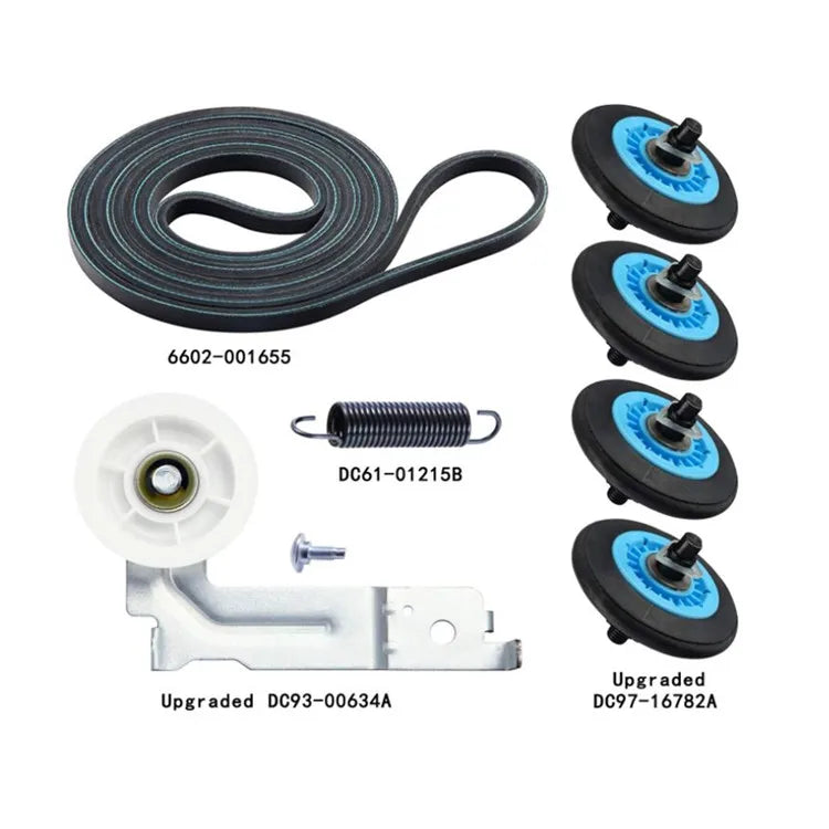 Dryer Repair Kit with Roller Wheels DC97-16782A Dryer Drum Belt 6602-001655 Dryer Idler Pulley DC93-00634A and Spring