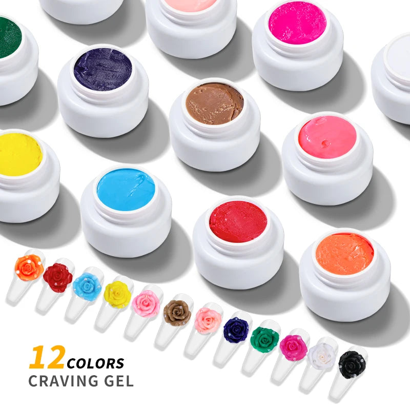 JTING NEW Nail Design 12 Colors 3d 4d 5d Soft Carving Gel Polish Uv Japan Style