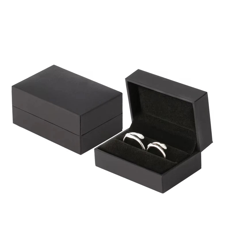 Wholesale Elegant Rectangle Printed Custom Paper Cardboard Packaging Black Paper Jewelry Box Personalized Custom Logo Double