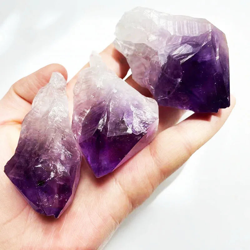 Amethyst Point Natural Raw Amethyst Quartz Healing Crystal Rough Stone Wand Point for Home Decoration