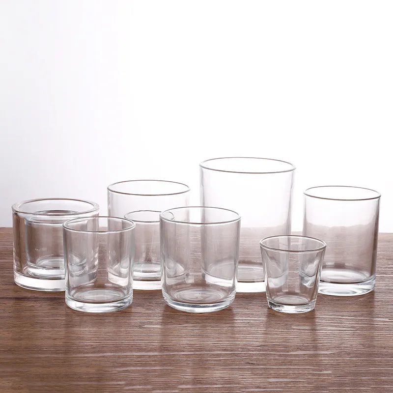 Wholesale Luxury Candle Jars Glass Frosted Candle Glass Jar 8oz 10oz 12oz clear Glass Candle Jars with Lid