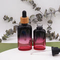 50ml Black Red Gradient Square Glass 30ml Cosmetic Dropper Bottle with Bamboo Collar Top