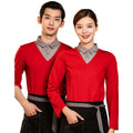 New Fashion Custom Faux Two-Piece Work Shirt Restaurant Bar Staff Uniform Top Waiter Waitress Casual Style T-Shirt Manufacture