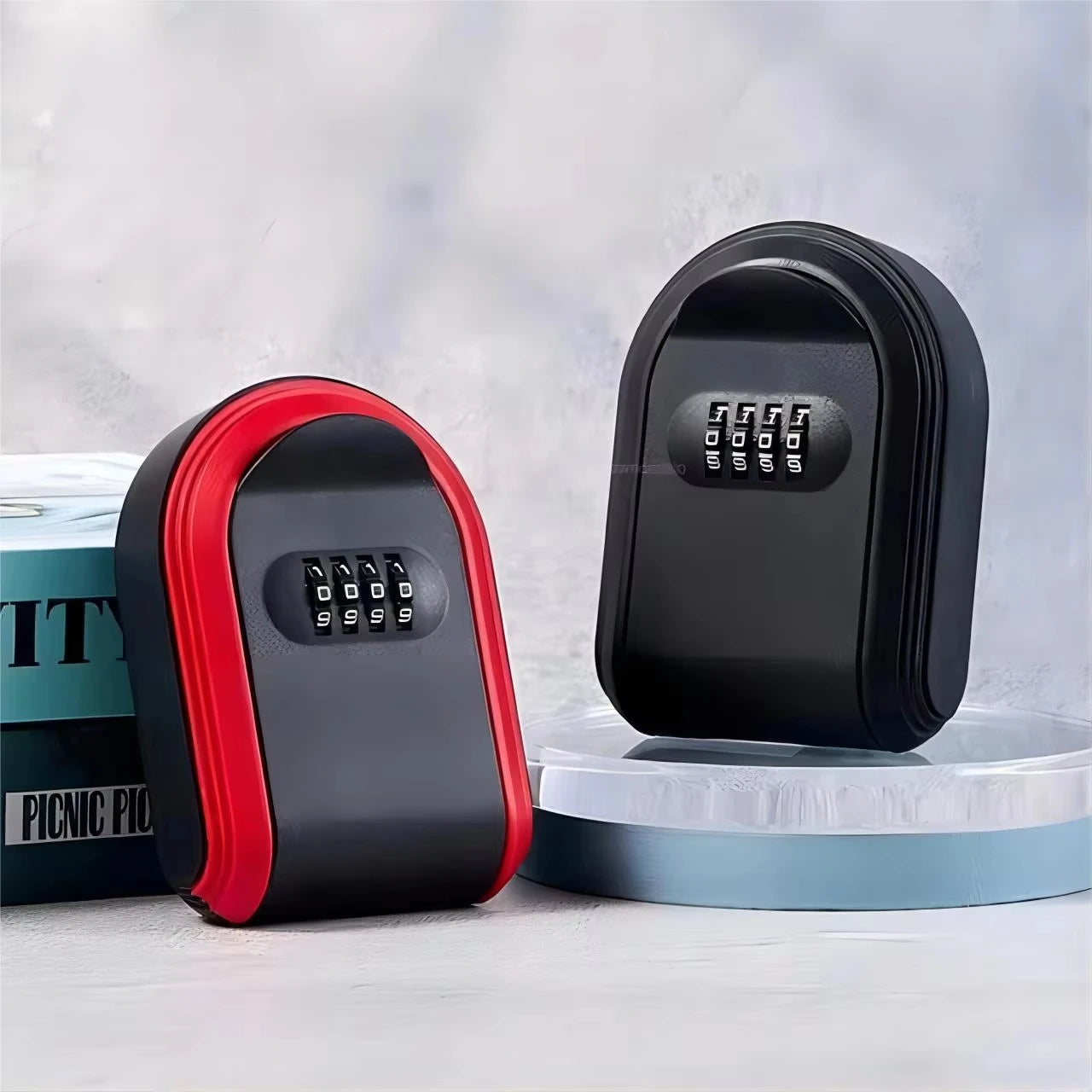 Plastic Key Safe Box Weatherproof Wall Mounted Key Lock Box 4 Digit Code Outdoor Key Security Storage Case for Home Office
