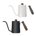 D Coffee Pot with Wooden Handle Pour Over Kettle 600ml Black White Stainless Steel Coffee Makers