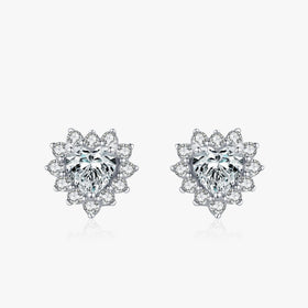 Ailmay Romantic Heart Clear Zircon Earrings Real 925 Sterling Silver for Women Classic Luxury Wedding Accessories Jewelry GIFT