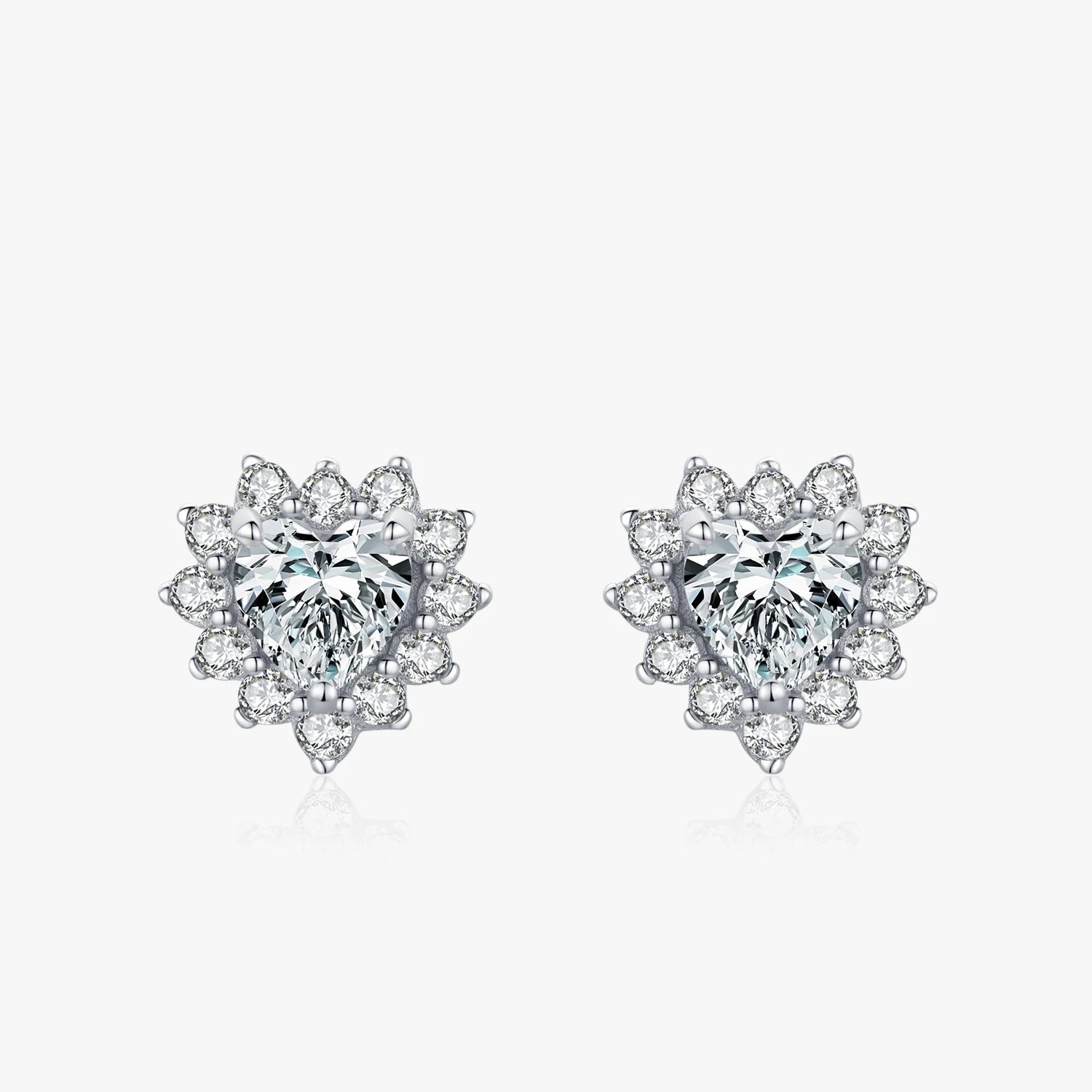 Ailmay Romantic Heart Clear Zircon Earrings Real 925 Sterling Silver for Women Classic Luxury Wedding Accessories Jewelry GIFT